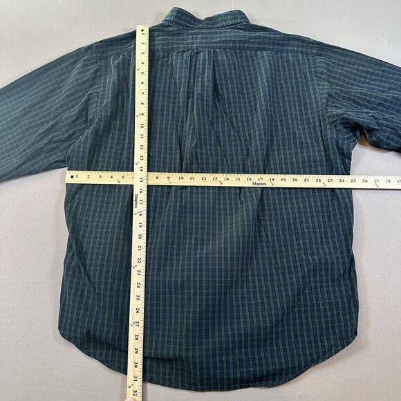 Ralph Lauren Yarmouth Mens 17.5 36/37 Green/Blue Button Down Oxford Long Sleeve - Picture 4 of 5